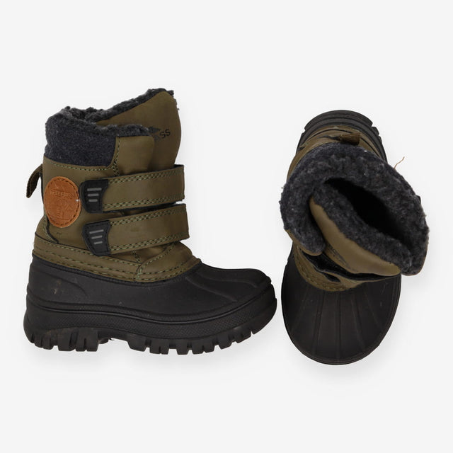 Boots green velcro fur lined