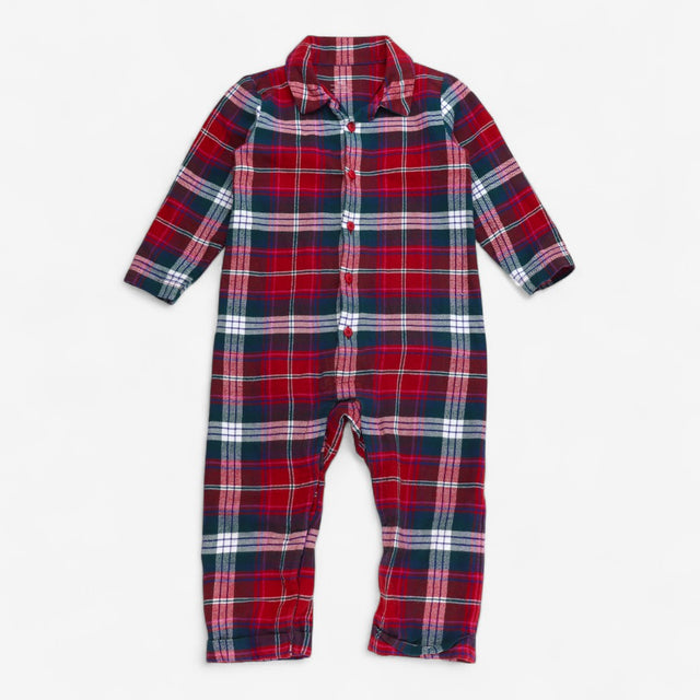 Sleepsuit red and green tartan