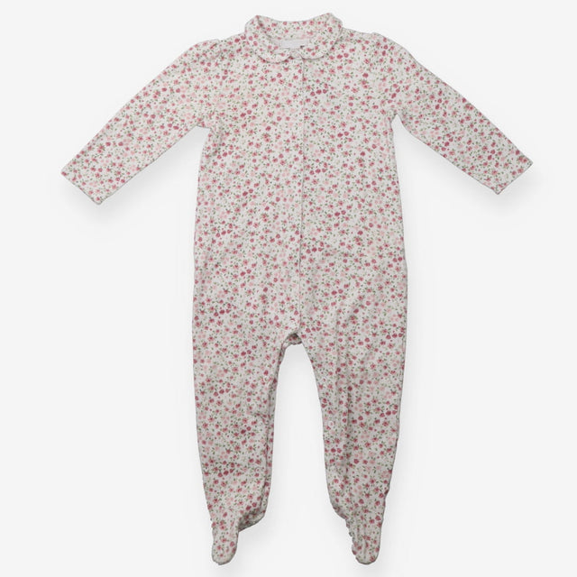 Sleepsuit pink ditsy floral collared