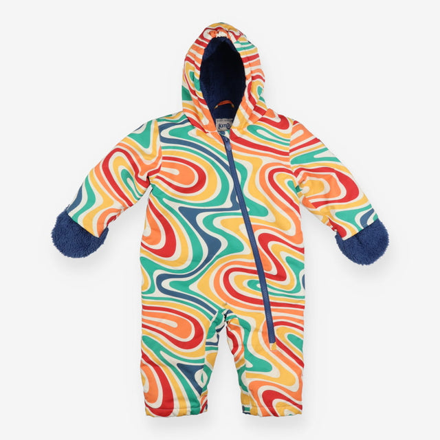 Pramsuit rainbow wavy fleece lined