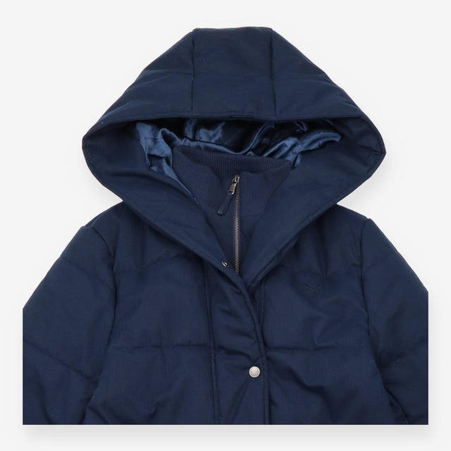 Padded Coat Navy Longline Hooded Heavyweight