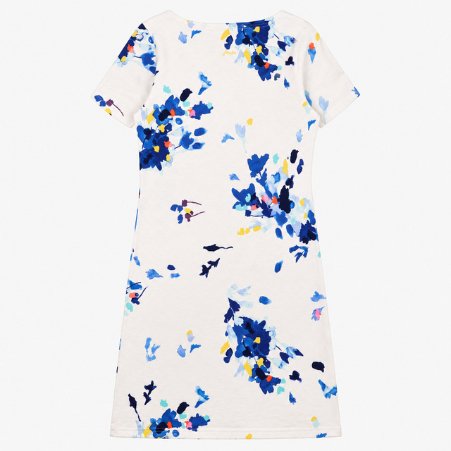 Abstract Floral Short Sleeve T-Shirt Dress White B