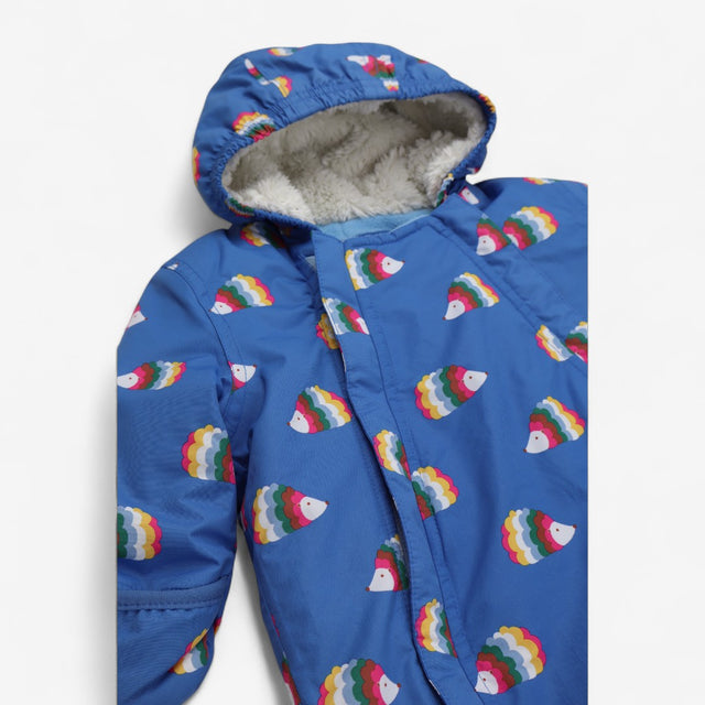 Pramsuit Blue with rainbow hedgehogs