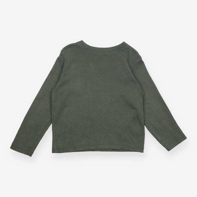 T-shirt long sleeve green with navy striped elbow