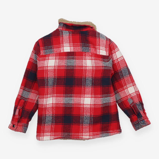 Red tartan sherpa lined jacket