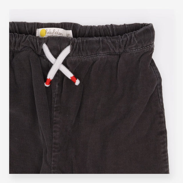 Pull on trousers cord grey white drawstring