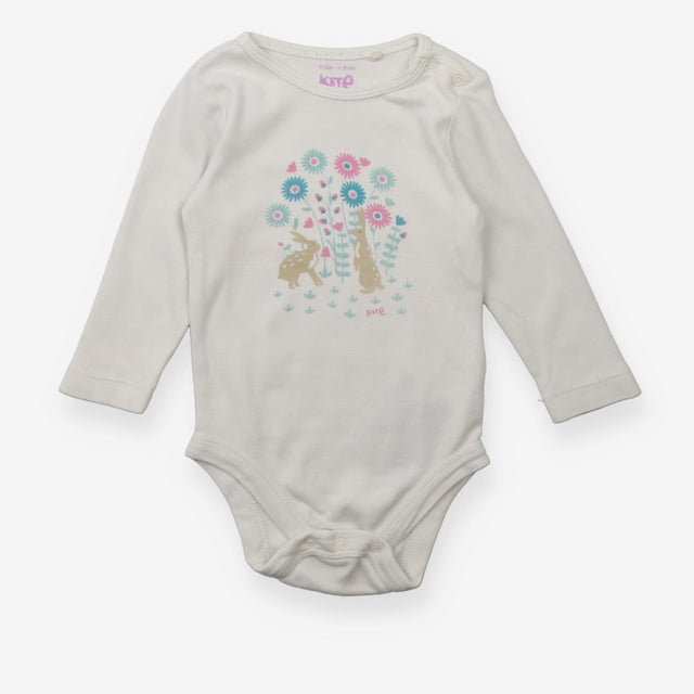 White bodysuit LS Hares flowers