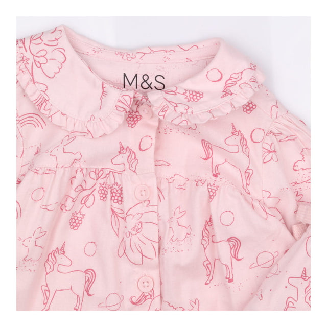 Pyjamas traditional style pink unicorns scene