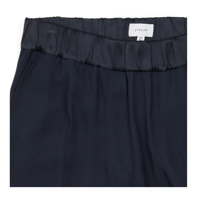 Navy Elasticated Waist Side Stripe Trousers