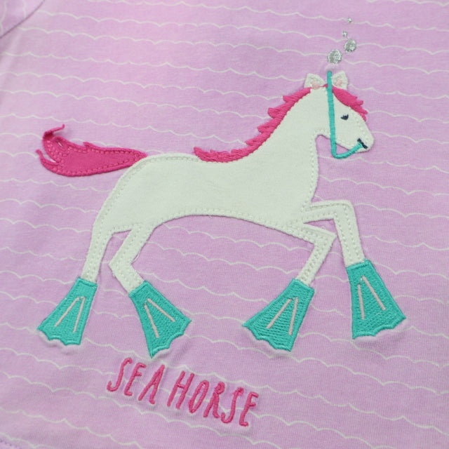T-shirt purple waves seahorse