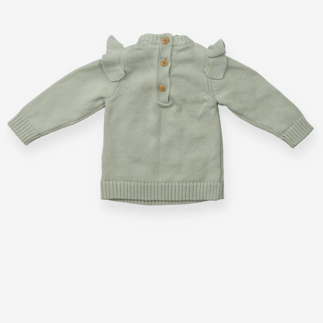 Green sparkle frill sweater knitted