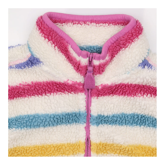 Multicolour Striped Teddy Fleece Quarter Zip fleec