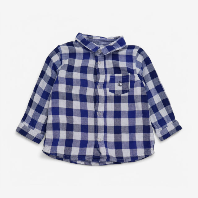 Shirt Woven Long Sleeve Blue Check