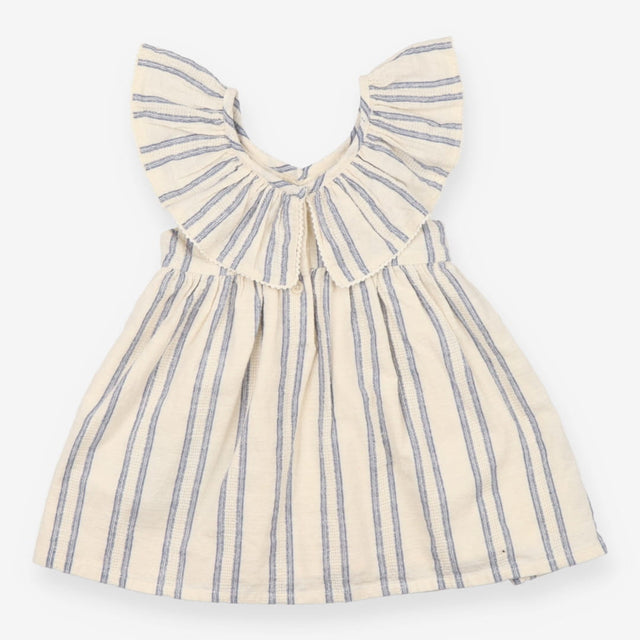 Cream and Blue Striped Dress
