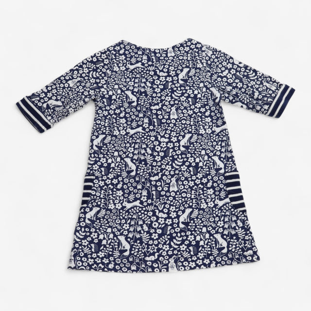 Dress navy and white woodland striped pockets
