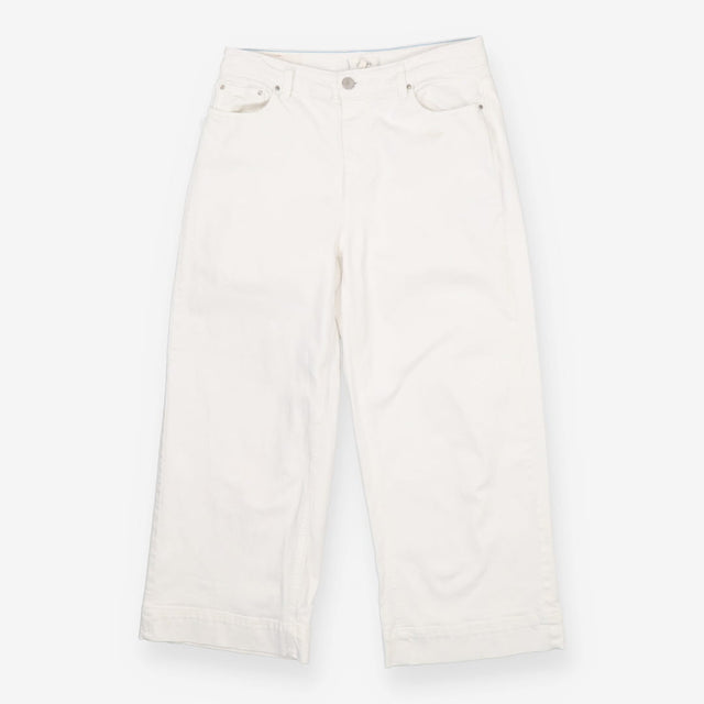 White Wide Leg Cropped Jeans High Waist Denim Trou