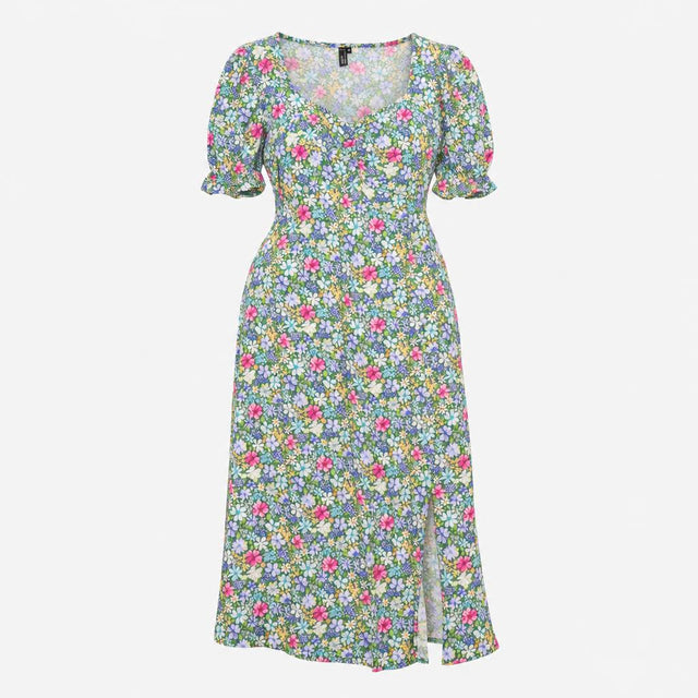 Multicolor Floral 100% EcoVero Viscose V-Neck Puff