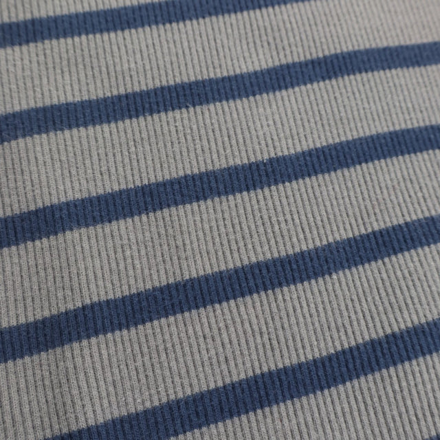 T-shirt Long Sleeve Ribbed Grey and Navy Stripe