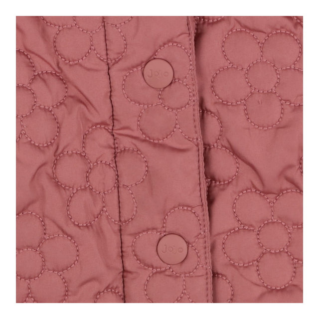 Coat pink collar quilted flowers