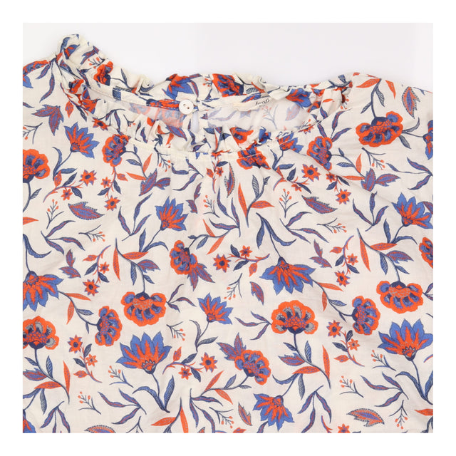 White Floral 100% Organic Cotton Ruffle Top