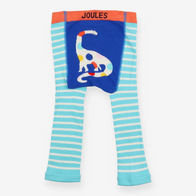 Knit Leggings Turquoise Stripe and Spotted Dino