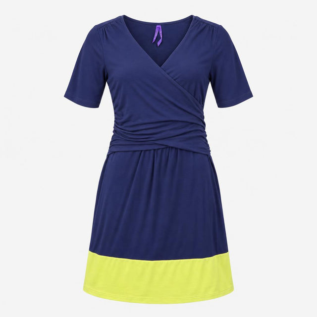 Dress Colour Block Jersey Short Sleeve Navy Blue L