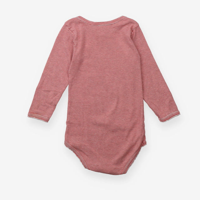 Bodysuit pink grey stripe flowers