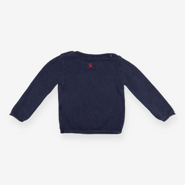 Navy knit sweater with sheep