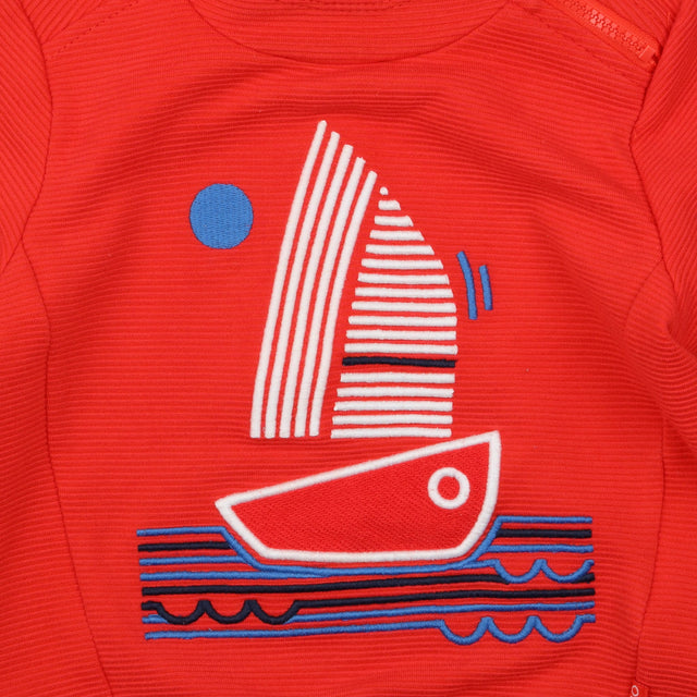 Red Sailboat Ribbed Hoodie