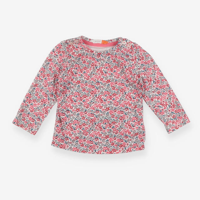 Tee LS pink grey floral
