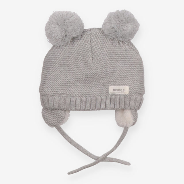 Grey knit winter hat with ears