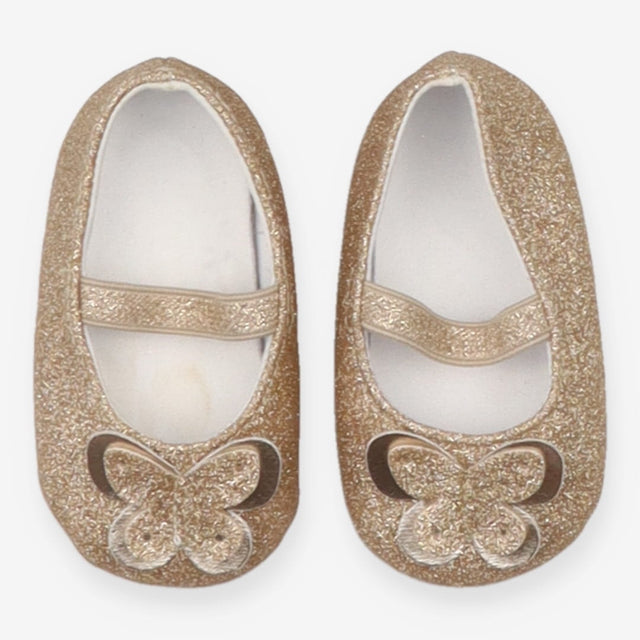Gold Sparkly Pumps with Butterfly