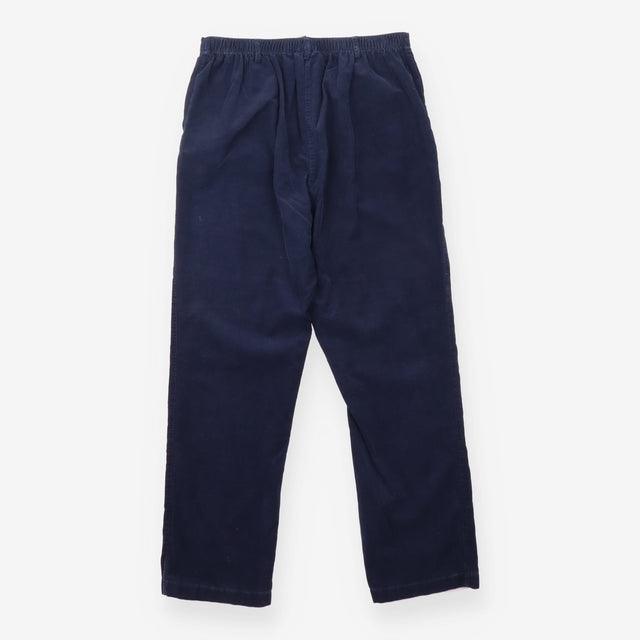 High Rise Straight Leg Corduroy Trousers Navy Blue