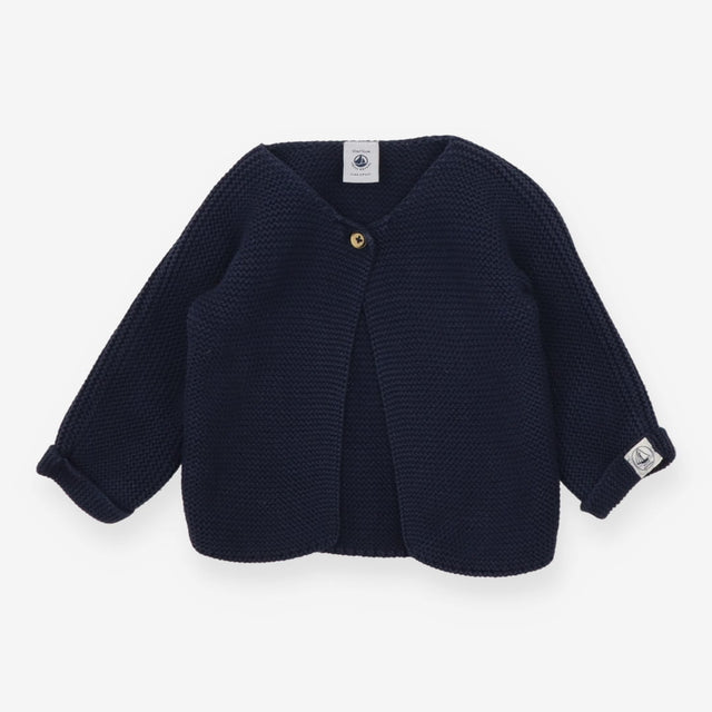 Knitted Cardigan Navy with One Button