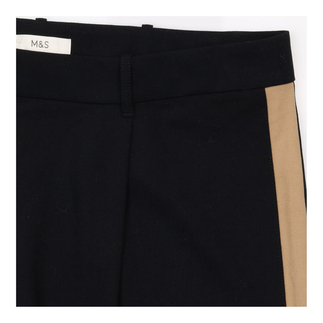 Wide Leg Cropped Trousers Navy Blue Camel Side Str