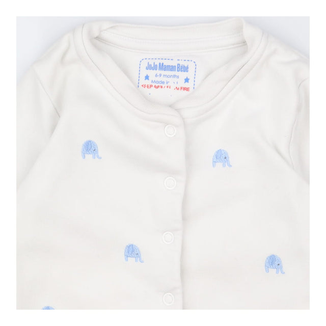 Sleepsuit White Popper with Blue Elephant Print