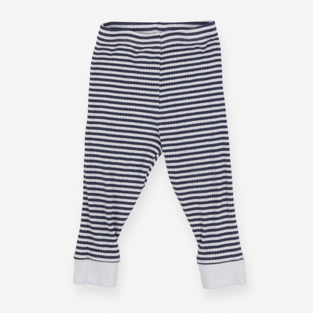 Navy and white striped cuffed leggings ribbed
