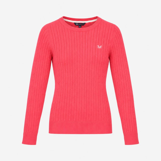 Jumper Pink Cable Knit Long Sleeve Crew Neck