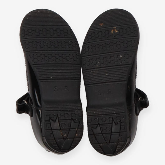 Shoe black patent T-bar velcro