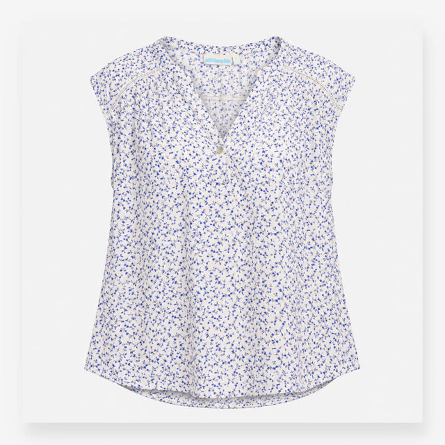 Blue Ditsy Floral Sleeveless Maternity Blouse