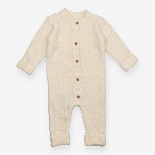 Knit Romper Cream with Buttons