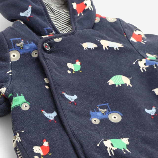Hooded Jacket Reversible Farm Friends and Striped