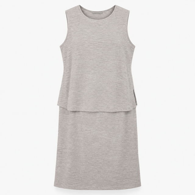 Grey Marl Layered Sleeveless Viscose Blend Dress