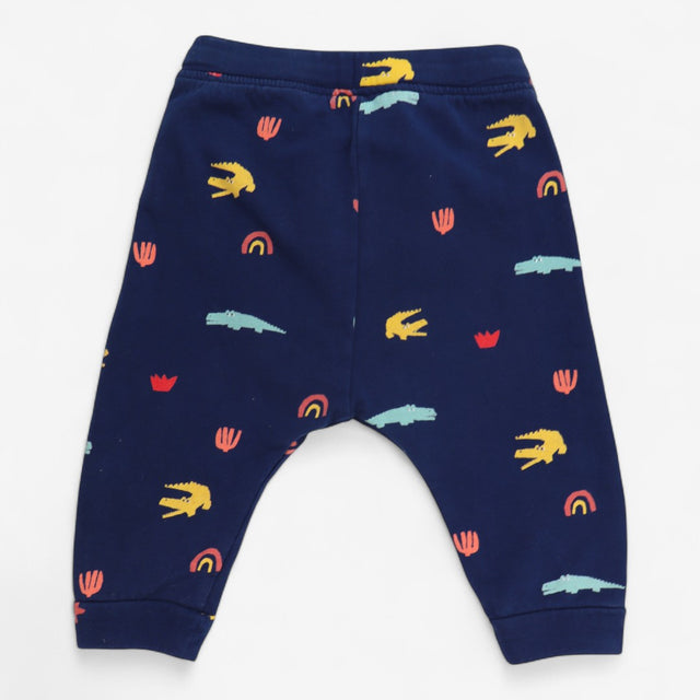 Joggers navy blue tie waist with crocodiles