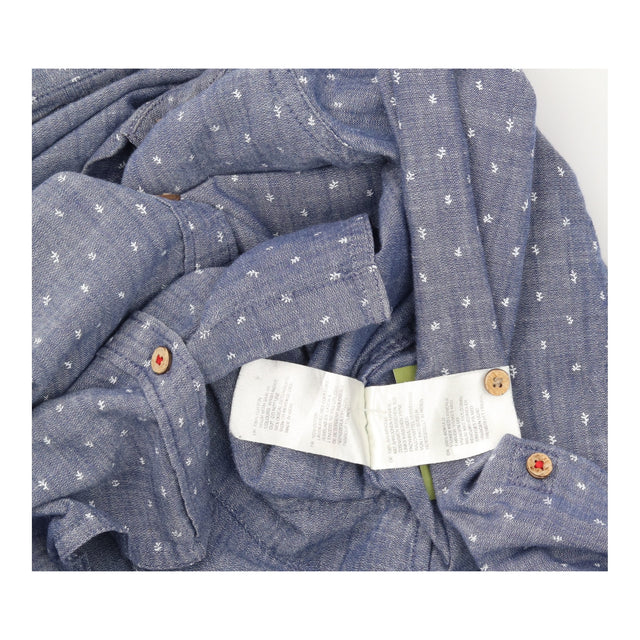 Printed Cotton Long Sleeve Button Down Shirt Blue