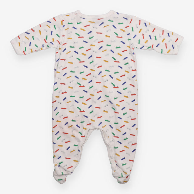 Sleepsuit White Skateboard Appliques