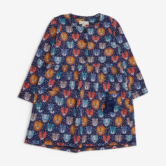 Dress Navy big cat faces