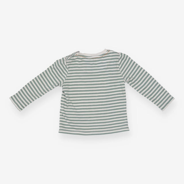 Cream and Green Striped Long Sleeve