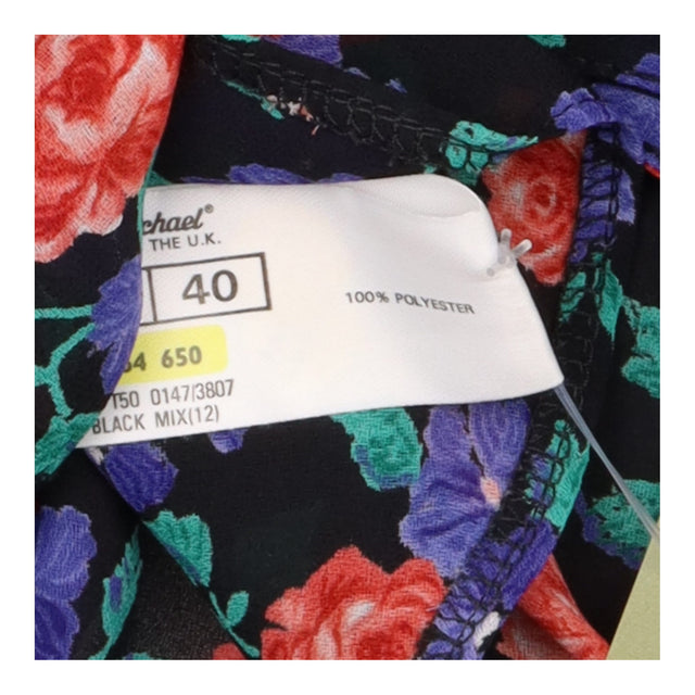 Black Vintage Pink Purple Floral Belted Long Sleev
