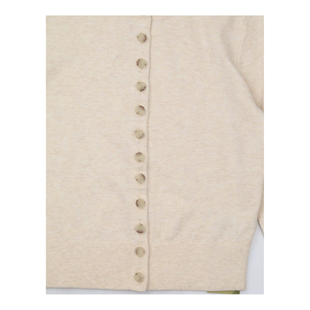 Cardigan Soft Knit Crew Neck Button Front Vanilla